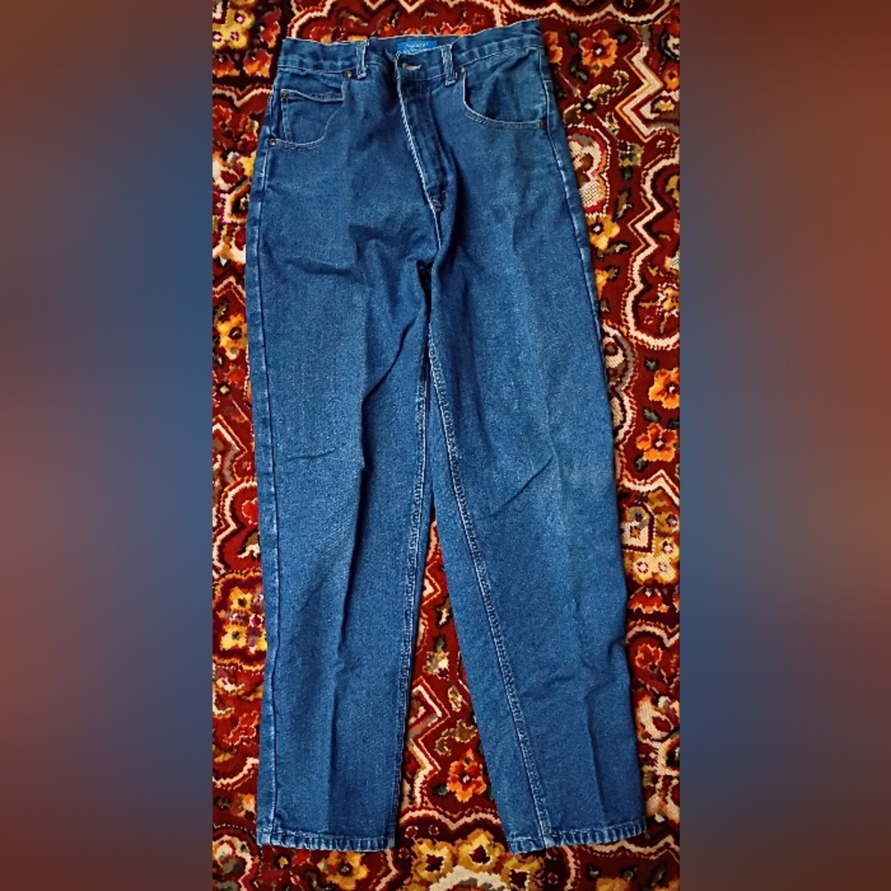 Natural Reflections Women's Straight-Leg Dark Blue Red Flannel Lined Jeans